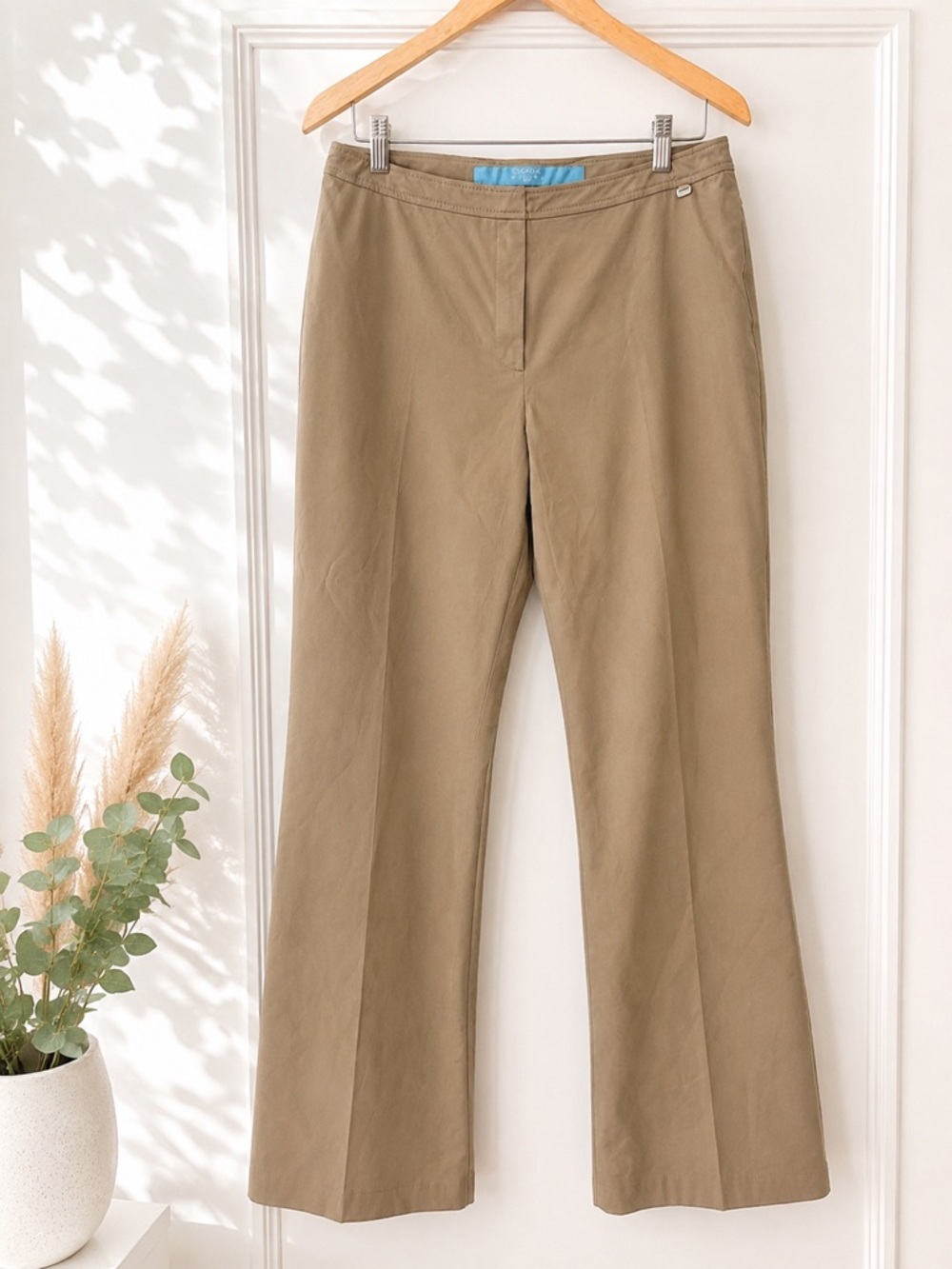 Escada Sport Stretch Bootcut Pants Tan Cotton Blend Size 40 US 10